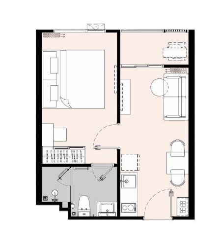 1 BEDROOM floor plan — The Olive Phuket